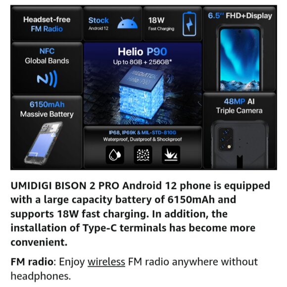 UMIDIGI Bison 2 Pro Phone (Basically New) Unlocked - Picture 7 of 12